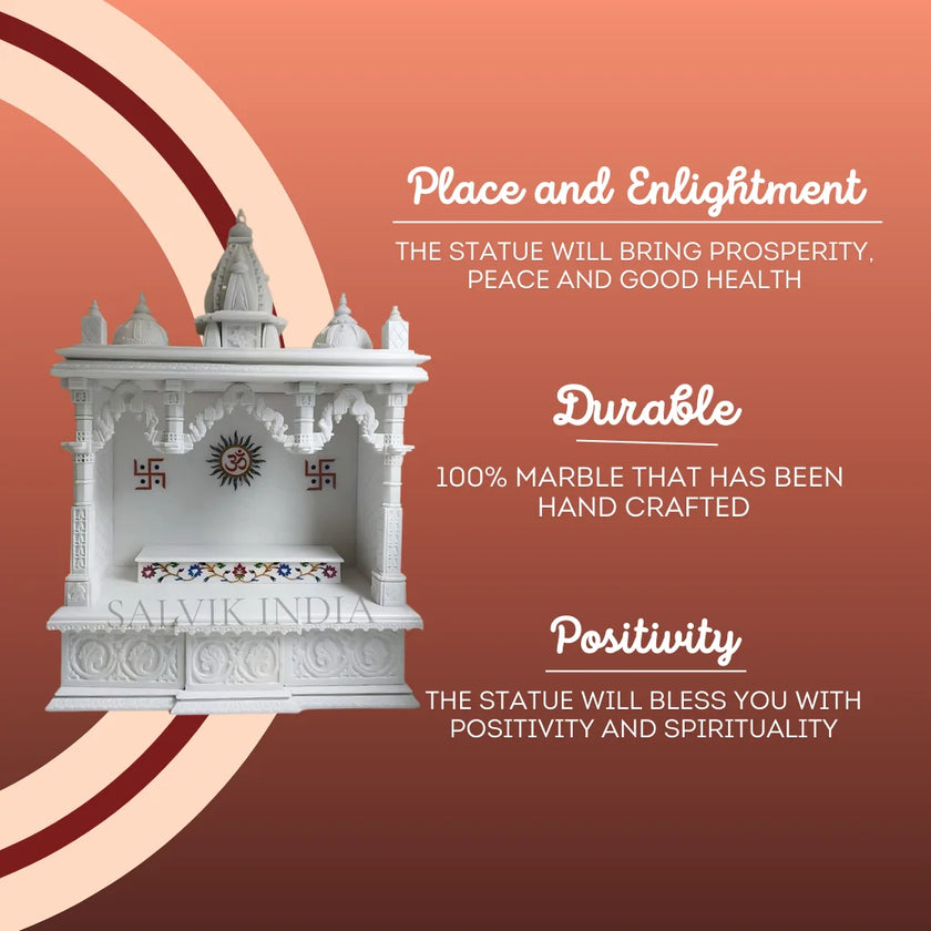 Mini marble pooja mandir traditional design for small prayer space