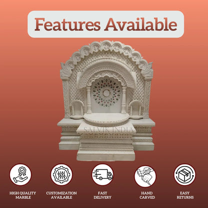 modern marble mandir front view for living room home temple
