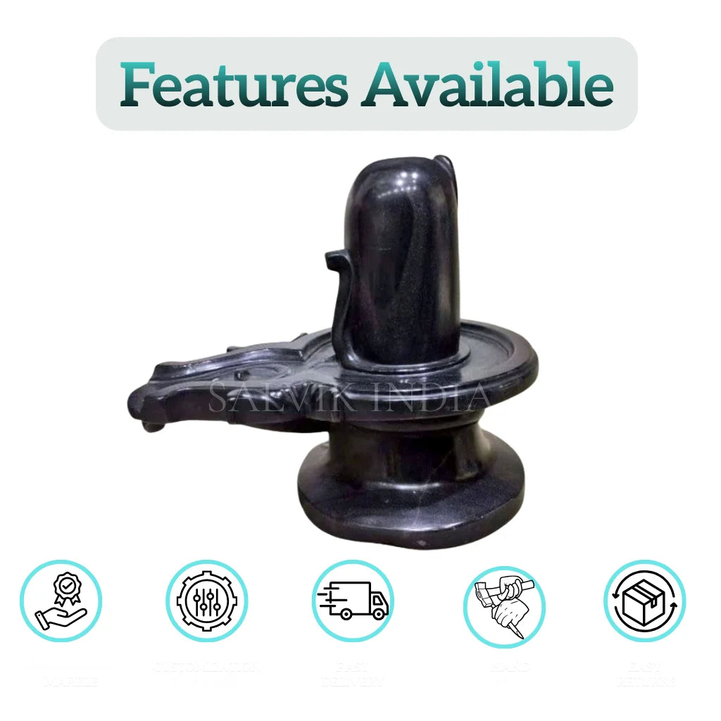 Traditional black stone Shivling suitable for home mandir