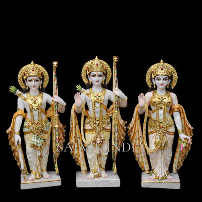 traditional painted makrana marble ram darbar murti set with lord ram sita and lakshman