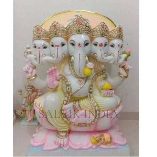 Panchmukhi Ganesha Marble Murti – Five-Faced Ganesh Idol