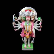 Panchmukhi Hanuman marble idol handcrafted from white marble by Salvik India, five-faced Hanuman statue with detailed carving.
