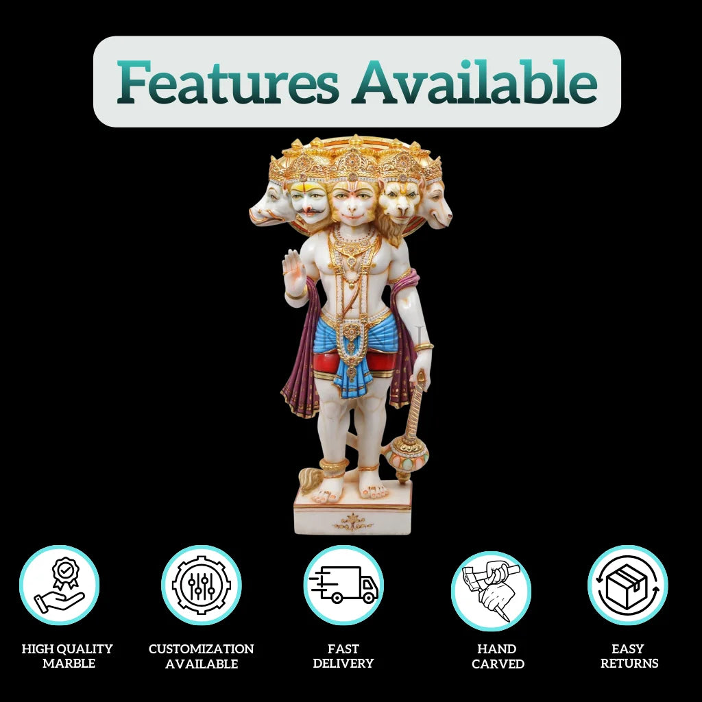 Panchmukhi Hanuman Statue - Salvik | Marble Murti Manufacturers in India