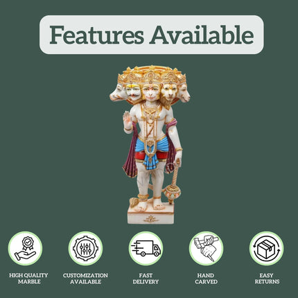 Panchmukhi Hanuman Statue - Salvik | Marble Murti Manufacturers in India