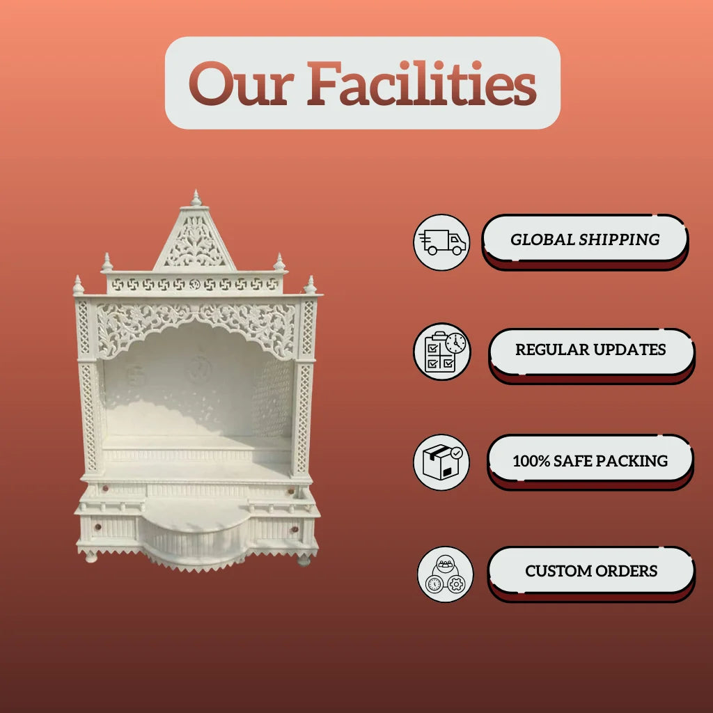 personalized carving detail on marble temple handcrafted design