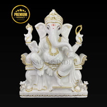Handcrafted Pillaiyar Marble Murti – White Marble Ganesh Idol by Salvik India