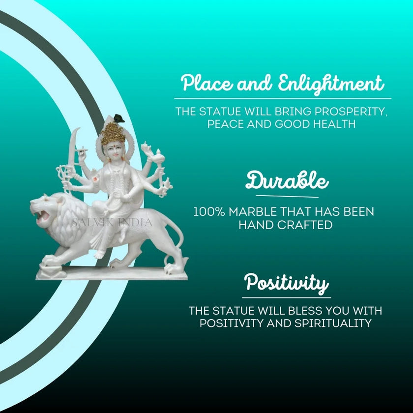 Durable Handcrafted Durga Maa Marble Murti for Gifting
