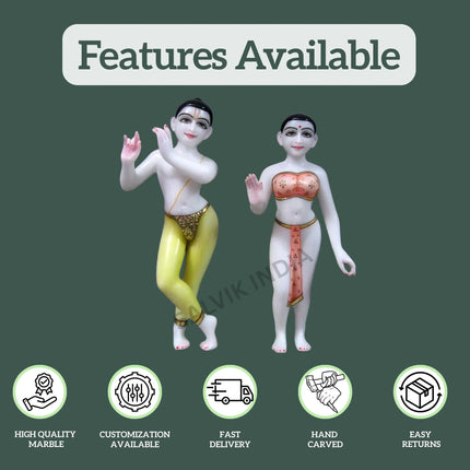 ISKCON Radha Krishna Marble Murti for Home and Temple Decoration