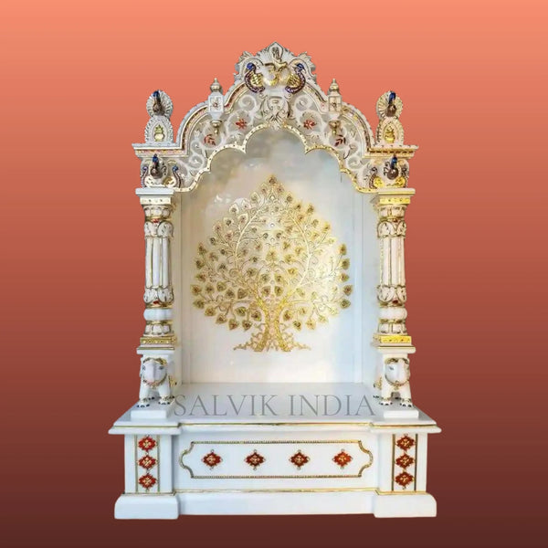 Premium Makrana marble mandir for home handcrafted pooja temple design