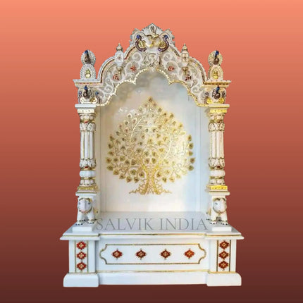 Premium Makrana marble mandir for home handcrafted pooja temple design