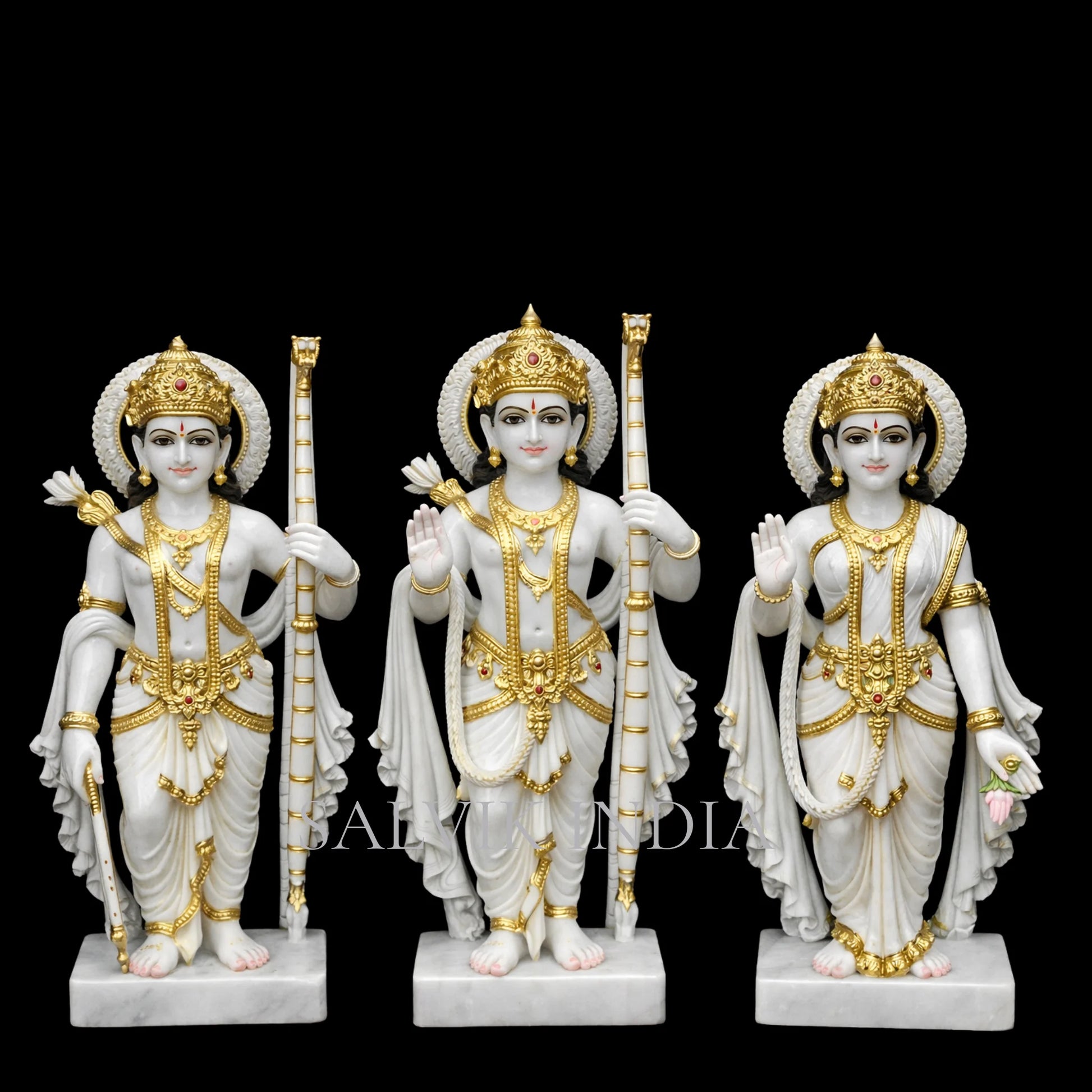 premium makrana marble ram darbar murti set for home mandir with lord ram sita and lakshman