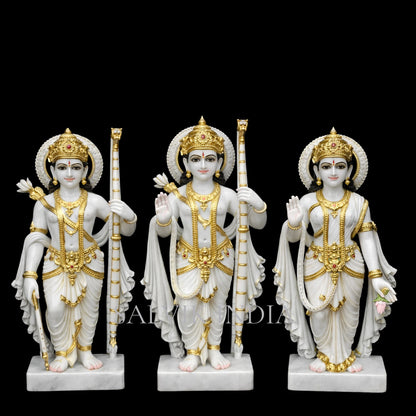 premium makrana marble ram darbar murti set for home mandir with lord ram sita and lakshman