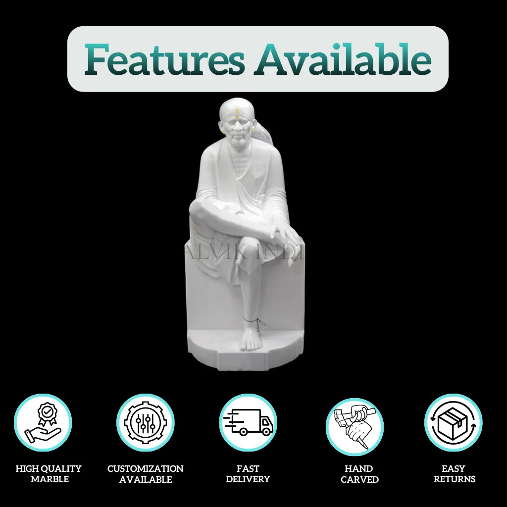 Small Sai Baba Marble Statue for Home Worship