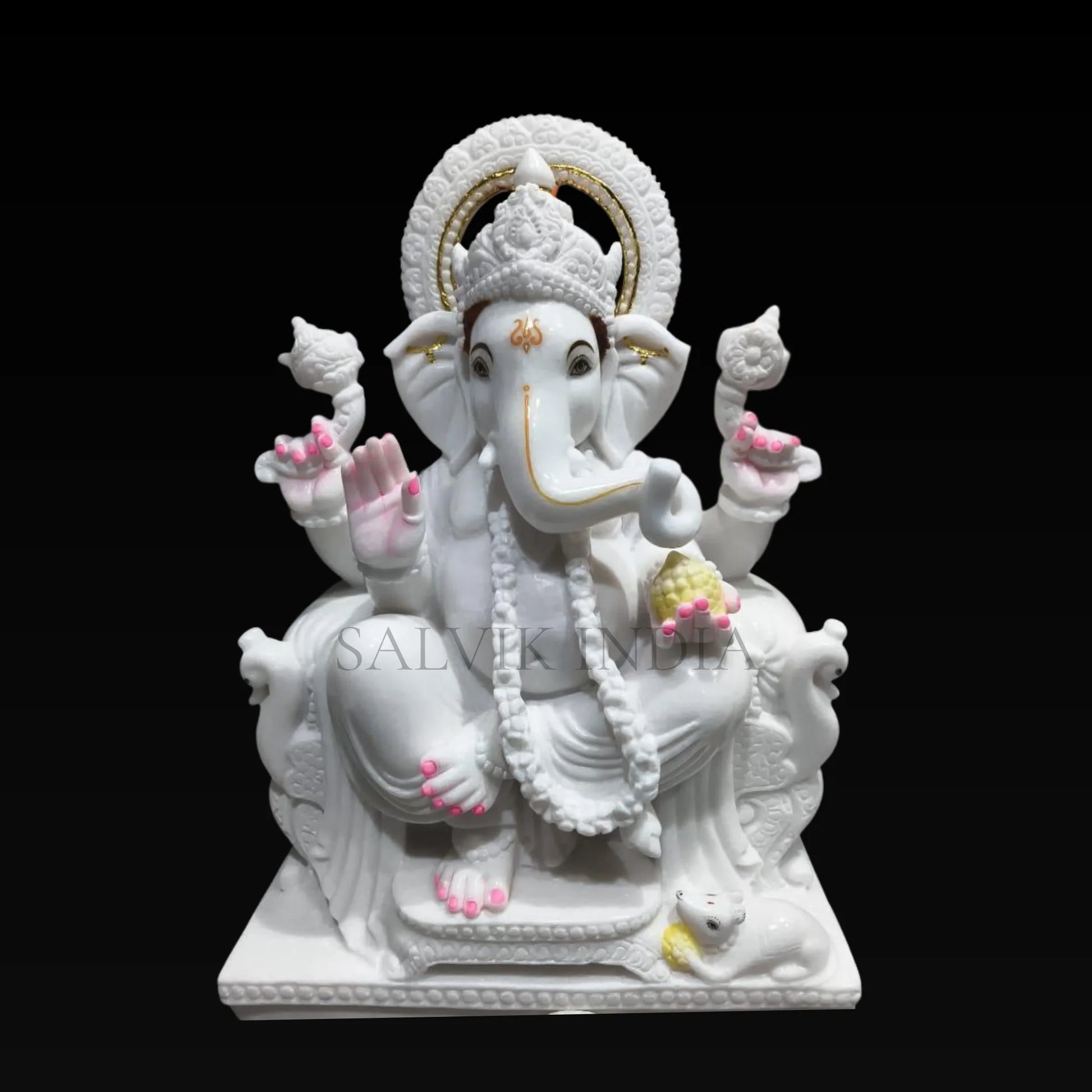 Premium Small Ganpati Marble Statue handcrafted for home mandir