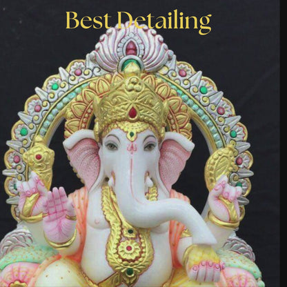 Ganesh Marble Moorti – Premium White Marble Ganesh Idol for Home & Temple