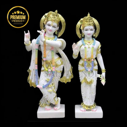 Radha Krishna big size 3 feet marble murti hand-carved for home temple 