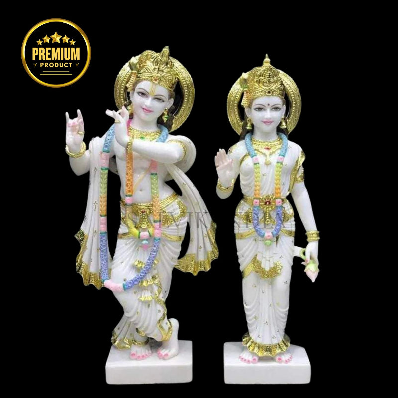 Radha Krishna big size 3 feet marble murti hand-carved for home temple 