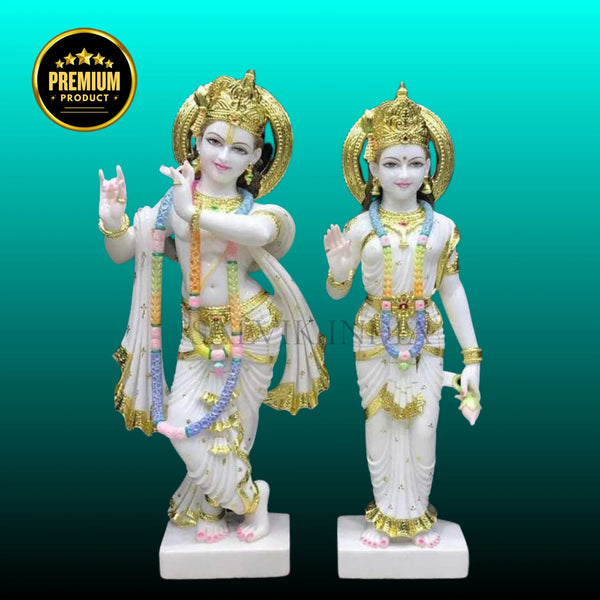 Radha Krishna big size 3 feet marble murti hand-carved for home temple