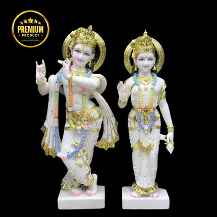 Radha Krishna big size 3 feet marble murti hand-carved for home temple