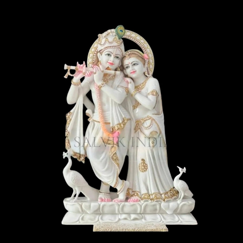 Front view of Radha Krishna Idol Marble handcrafted for home and temple décor