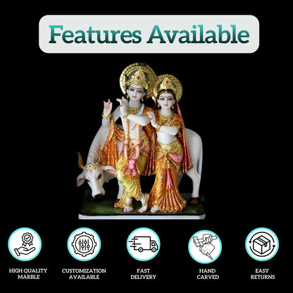 Beautiful Radha Krishna Marble Murti – Premium Makrana Marble Finish