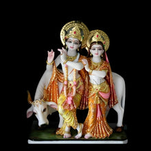 Radha Krishna Jugal Marble Murti – Handcrafted White Marble Idol