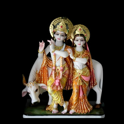 Radha Krishna Jugal Marble Murti – Handcrafted White Marble Idol
