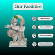 Close-up of Radha Krishna Jugal Marble Statue with Cow Detailing – Handcrafted Marble