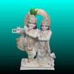 Radha Krishna Jugal Marble Statue with Cow – Front View Handcrafted Marble Idol