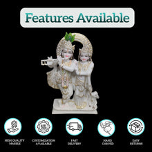 Radha Krishna Jugal Marble Statue with Cow – Side View Premium Marble