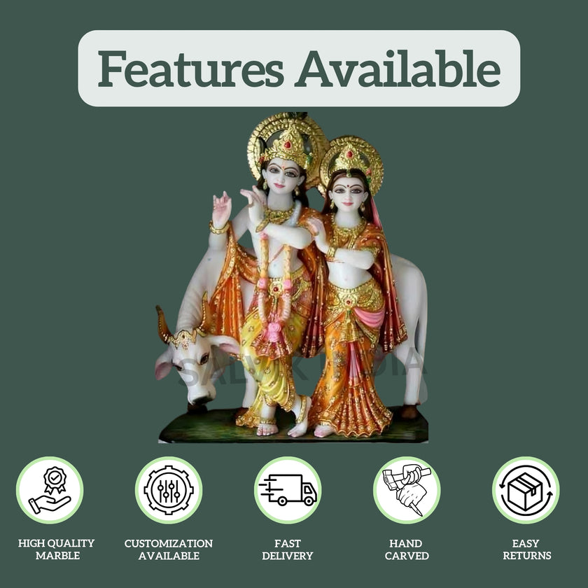 Beautiful Radha Krishna Marble Statue – Premium Makrana Marble Finish