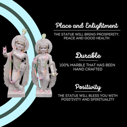 Full size Radha Krishna murti in Makrana marble for temple and home