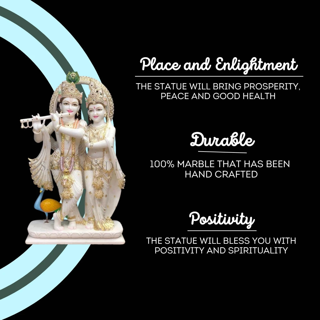 handcrafted Radha Krishna marble statue