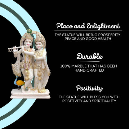 handcrafted Radha Krishna marble statue