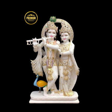 Radha Krishna marble idol handcrafted from premium marble for home temple