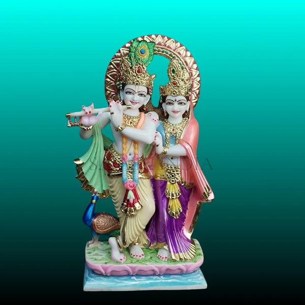 Handcrafted Radha Krishna Marble Moorti for Home Temple