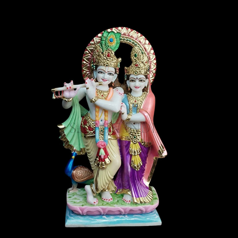 Handcrafted Radha Krishna Marble Moorti for Home Temple