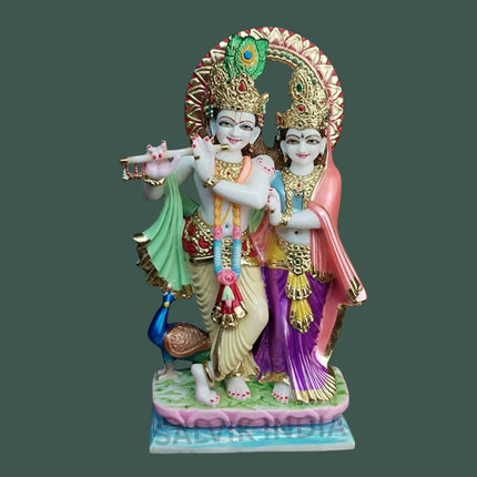 Handcrafted Radha Krishna Marble Moorti for Home Temple
