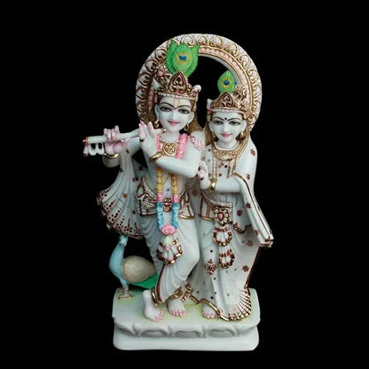 Radha Krishna Marble Murti 1 Feet Handmade in Makrana Marble