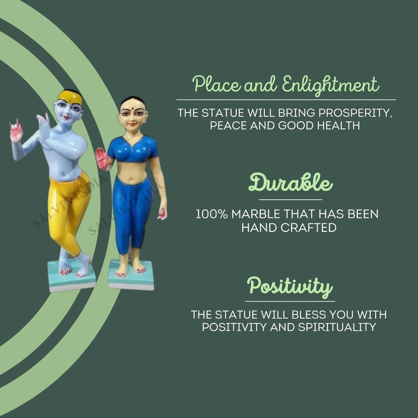 Radha Krishna Marble Murti close-up – Premium marble finish with artistic detailing