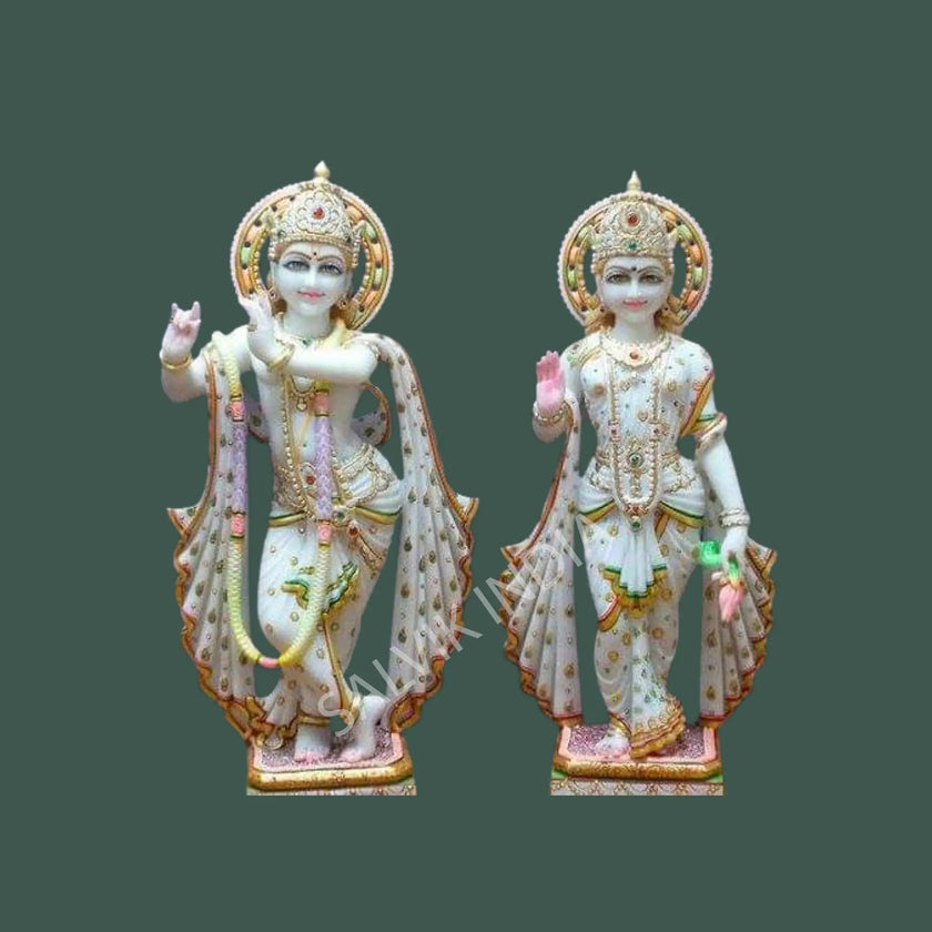 Radha Krishna Marble Murti For Home Temple (12 - 30 Inch) - Salvik | Marble Murti Manufacturers in India