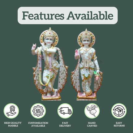 Radha Krishna Marble Murti For Home Temple (12 - 30 Inch) - Salvik | Marble Murti Manufacturers in India