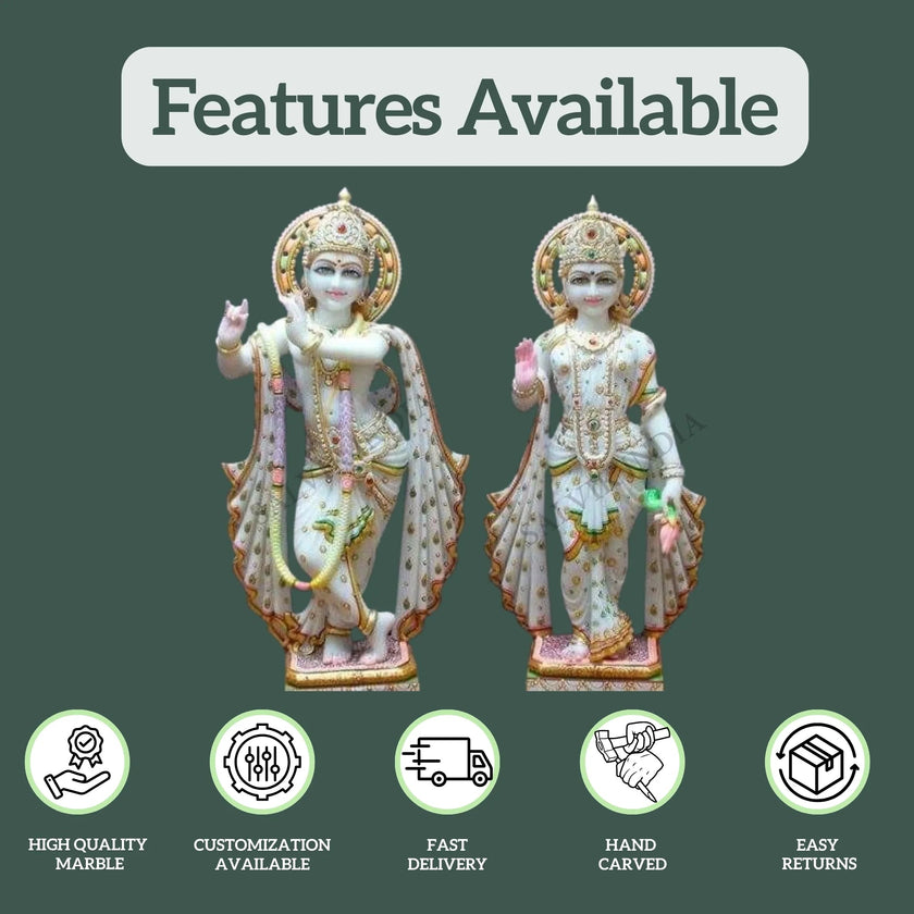 Radha Krishna Marble Murti For Home Temple (12 - 30 Inch) - Salvik | Marble Murti Manufacturers in India