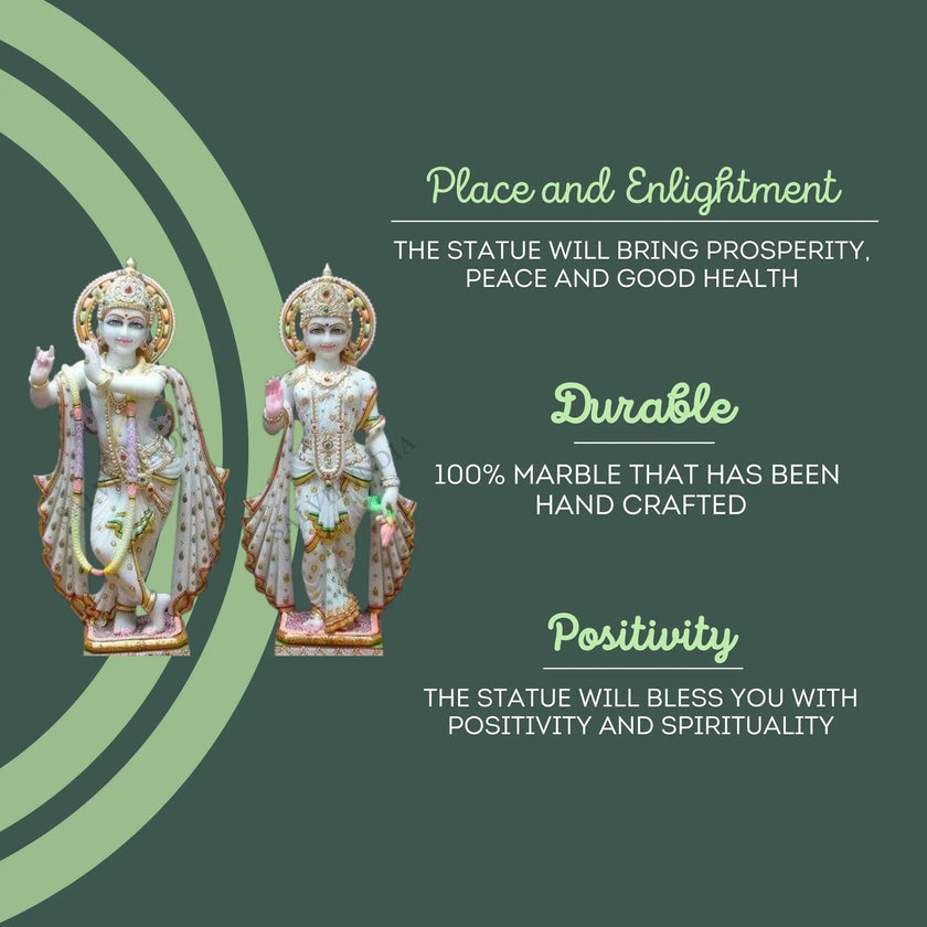 Radha Krishna Marble Murti For Home Temple (12 - 30 Inch) - Salvik | Marble Murti Manufacturers in India