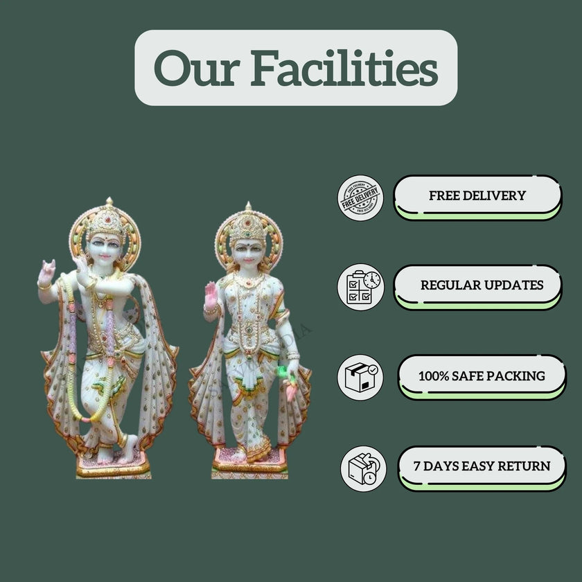 Radha Krishna Marble Murti For Home Temple (12 - 30 Inch) - Salvik | Marble Murti Manufacturers in India