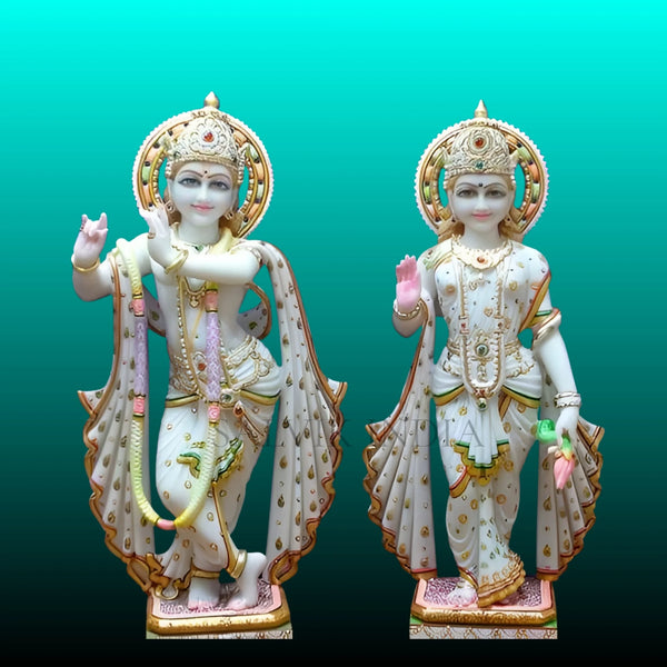 Radha Krishna marble murti 12–30 inch for home temple