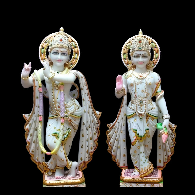 Radha Krishna marble murti 12–30 inch for home temple