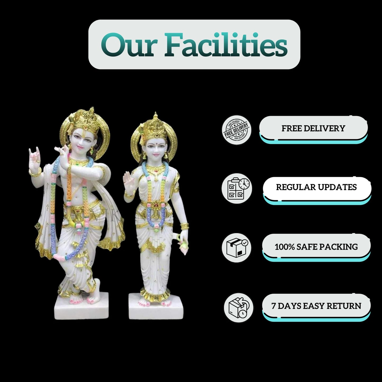Beautiful Radha Krishna murti perfect for pooja room and temple decor
