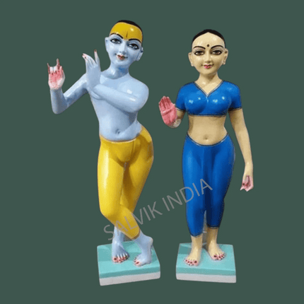 Radha Krishna Marble Murti front view – Handcrafted idol for home and temple