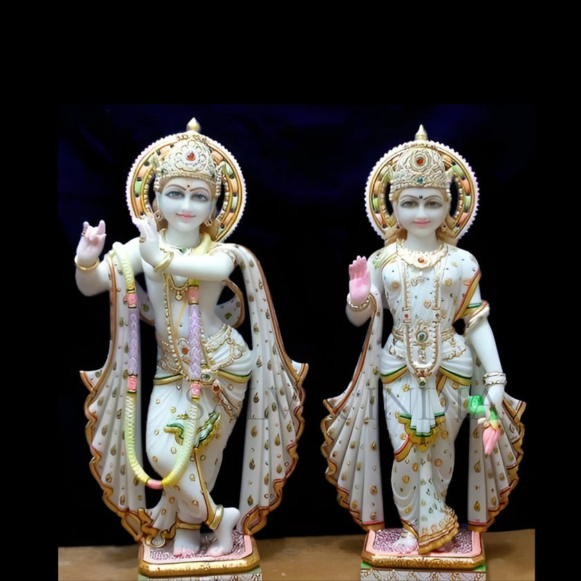 Front view Radha Krishna marble murti
